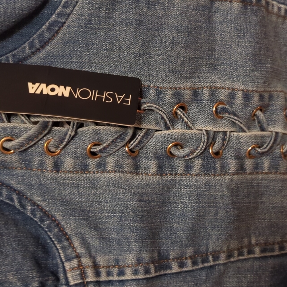 Fashion Nova Corset/Bustier style top . New Size XL Denim - Picture 2 of 5